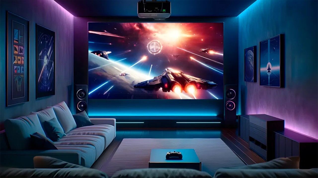 Stereocheck Picks: Stereocheck Picks for Home Cinema Components 11 5.1 home theater receiver connected to HDMI sources, five speakers, and a powered subwoofer in a home cinema room