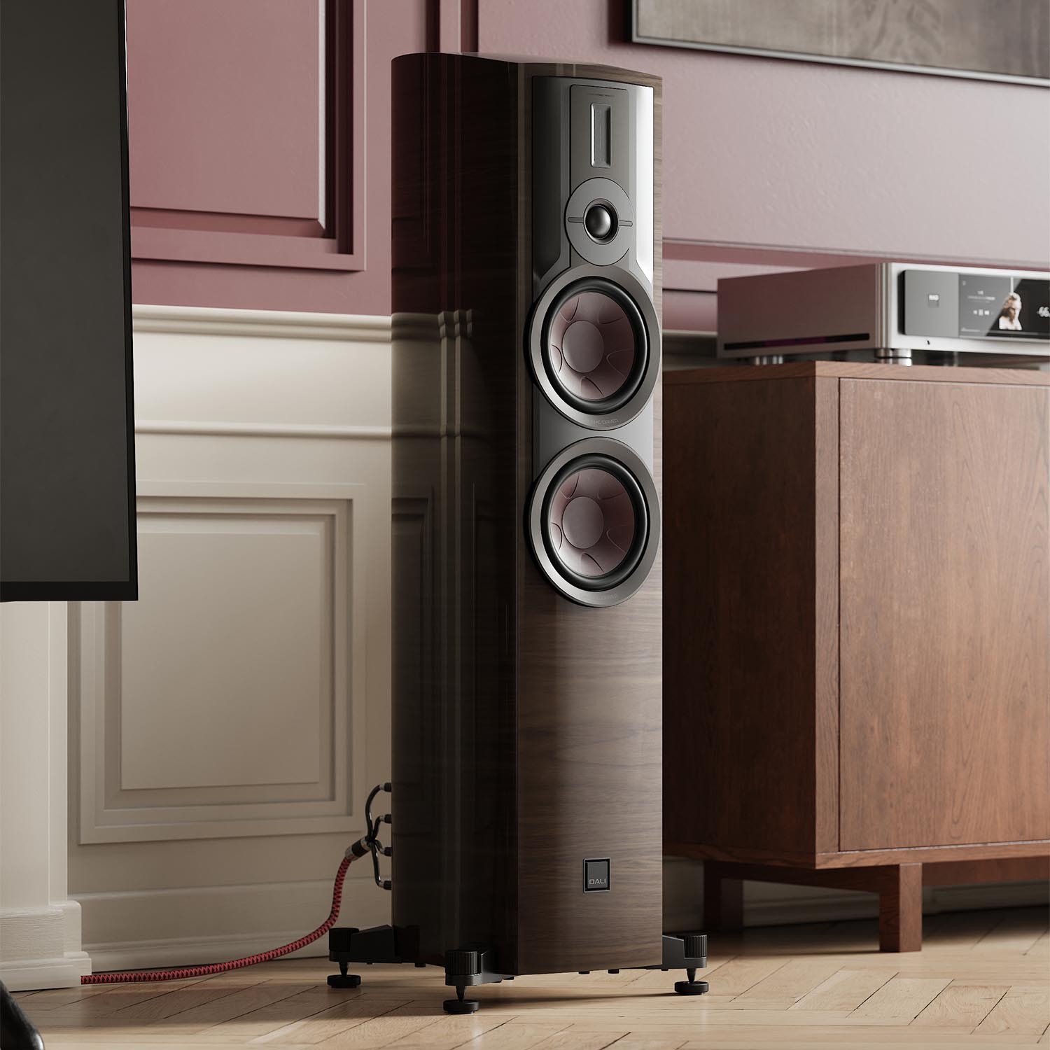 The bass units in the DALI EPIKORE 7 once again include the use of the revolutionary SMC (Soft Magnetic Compound) material, which eliminates a wide range of distortion products that traditional magnetic systems have to contend with (hysteresis, magnetic flux modulation and eddy currents).