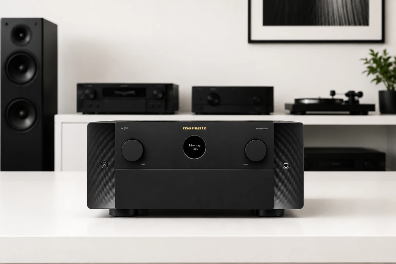 Navigating the Essentials of Elevated Home Cinema Experiences 10 The Marantz AV 30 combines high-end home cinema performance with Marantz’s signature warm and musical sound, featuring 11.4-channel processing, HDAM technology, Dirac Live support, HEOS streaming, and premium Japanese build quality.